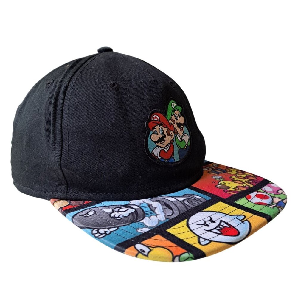 Super Mario‎ Black Snapback Hat Colorful Brim Mario Luigi Graphics Nintendo 2022